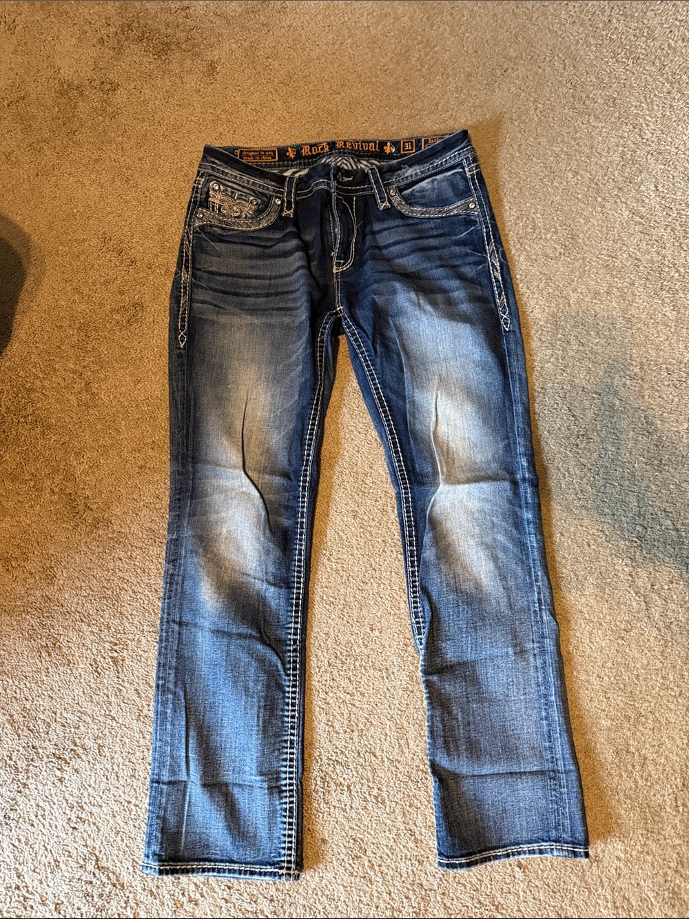 Rock Revival Faded Indigo Straight Leg Jeans